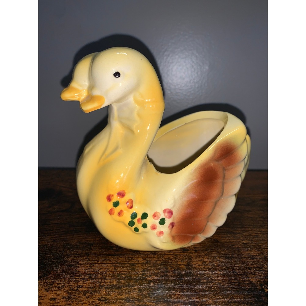 Vintage Royal Copley Dual Headed Duck Planter Ceramic Mid Century Pottery